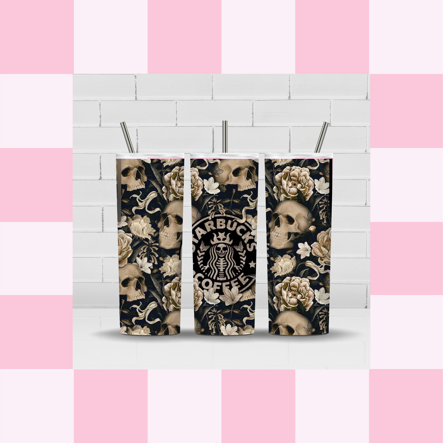 SB Skull Floral Tumbler