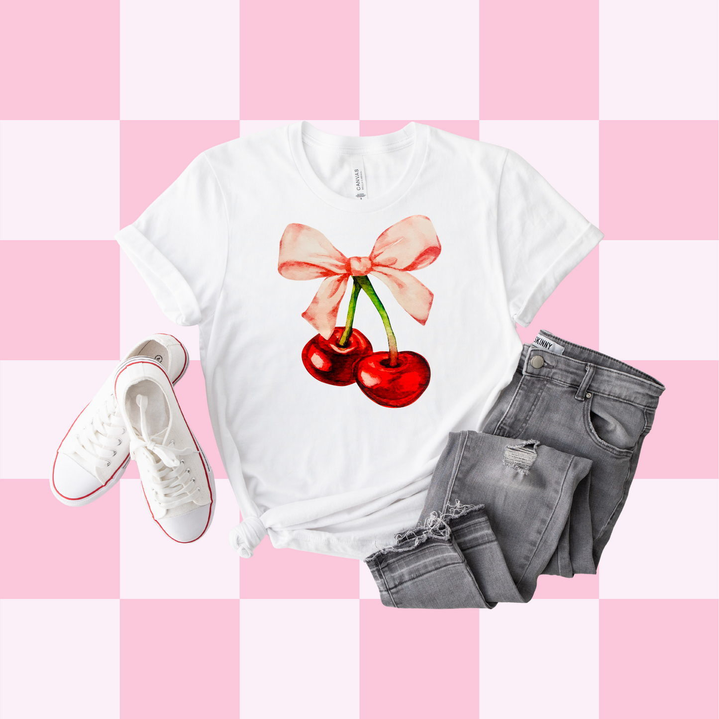Cherry Pink Bow Tee