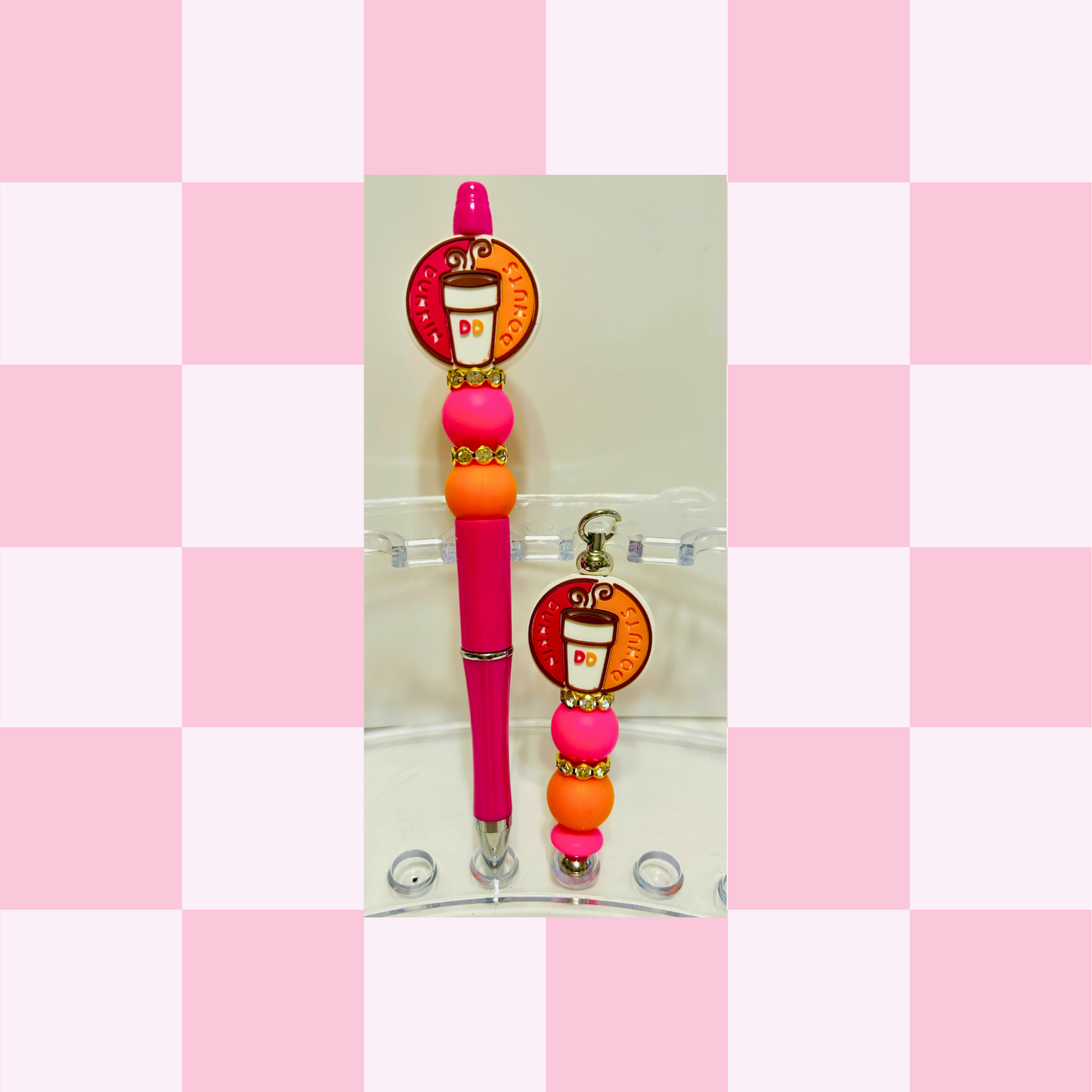 Dunkie Orange/Pink Pen & Straw Charm Set