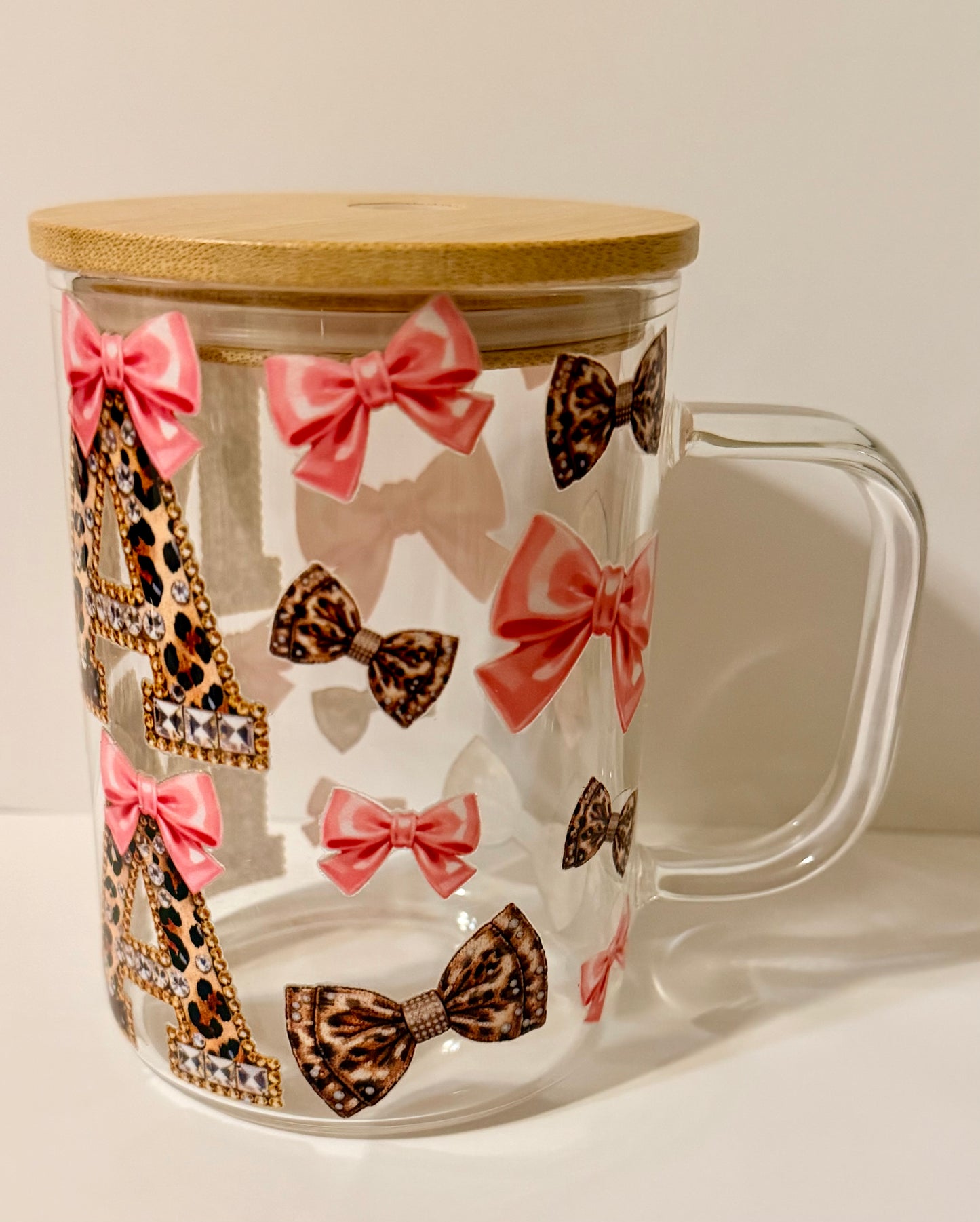 Mama Leopard Bow Glass Mug