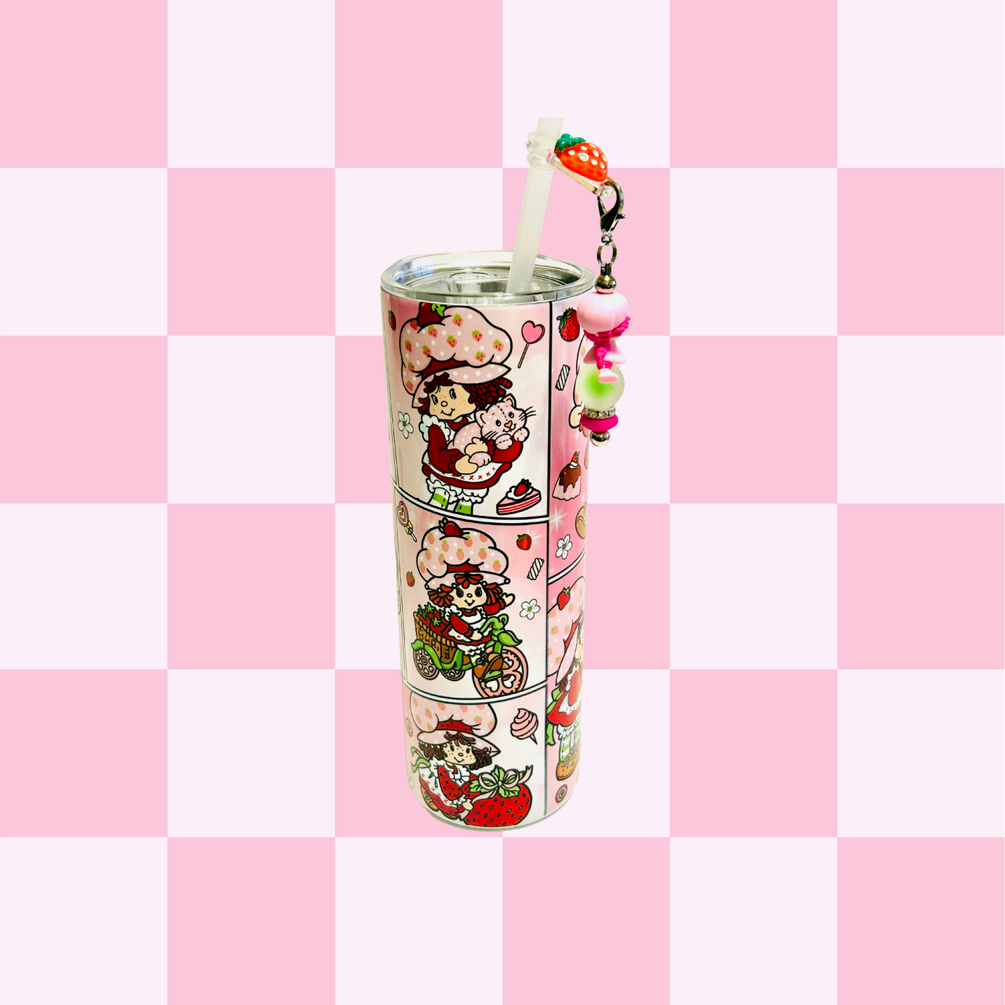 Strawberry S/Cake Tumbler & Straw Charm Set