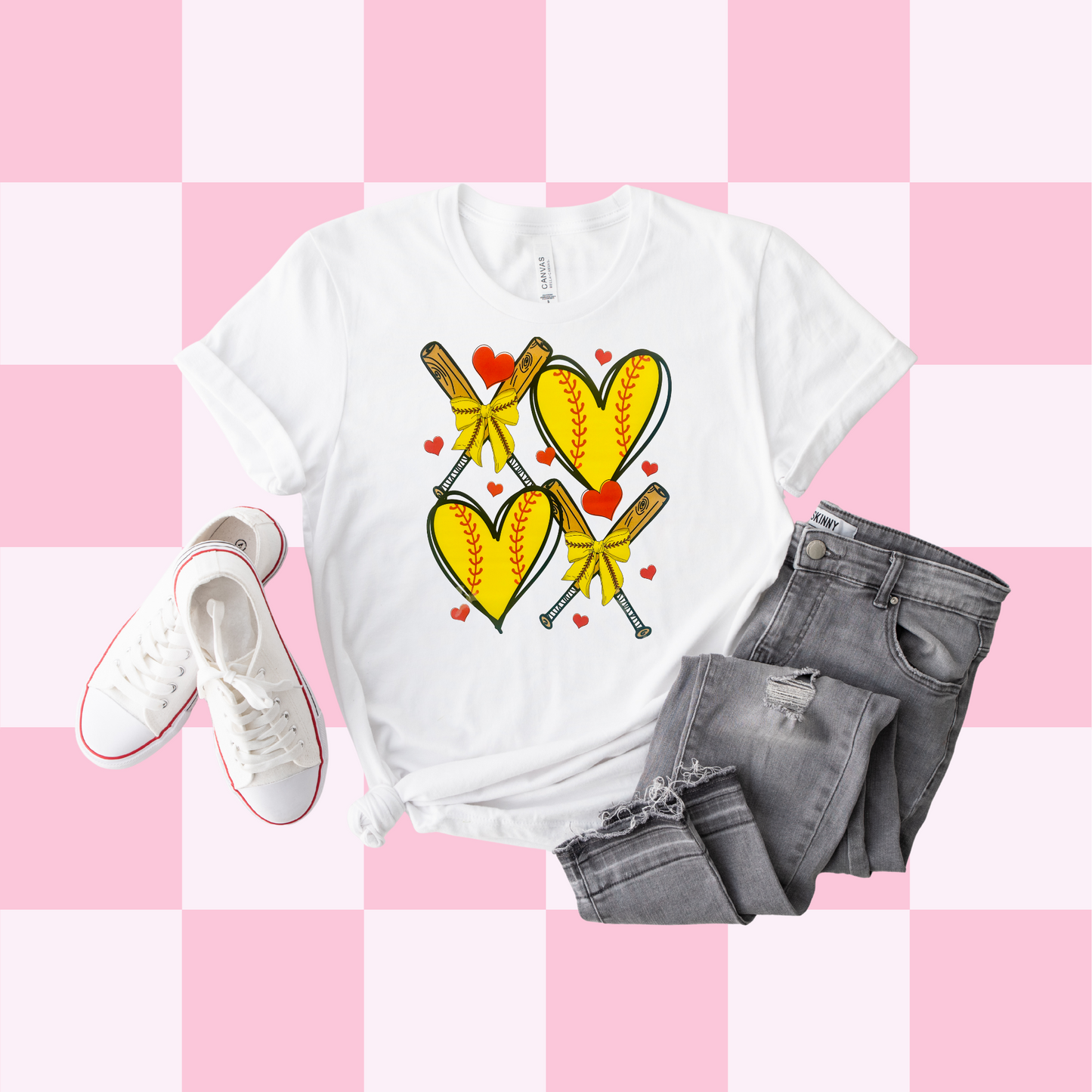 Softball Hearts & Bats Tee