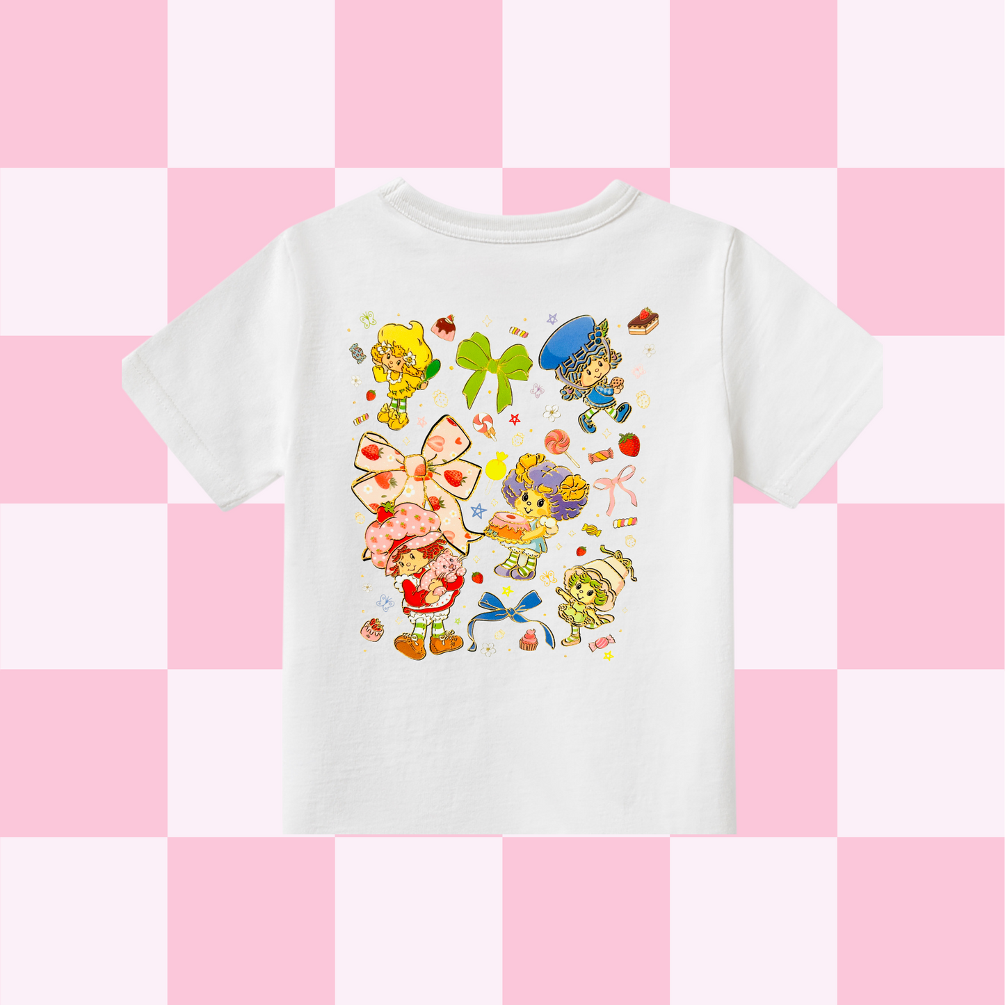 Kids - Strawberry S/Cake Characters Bow Tee