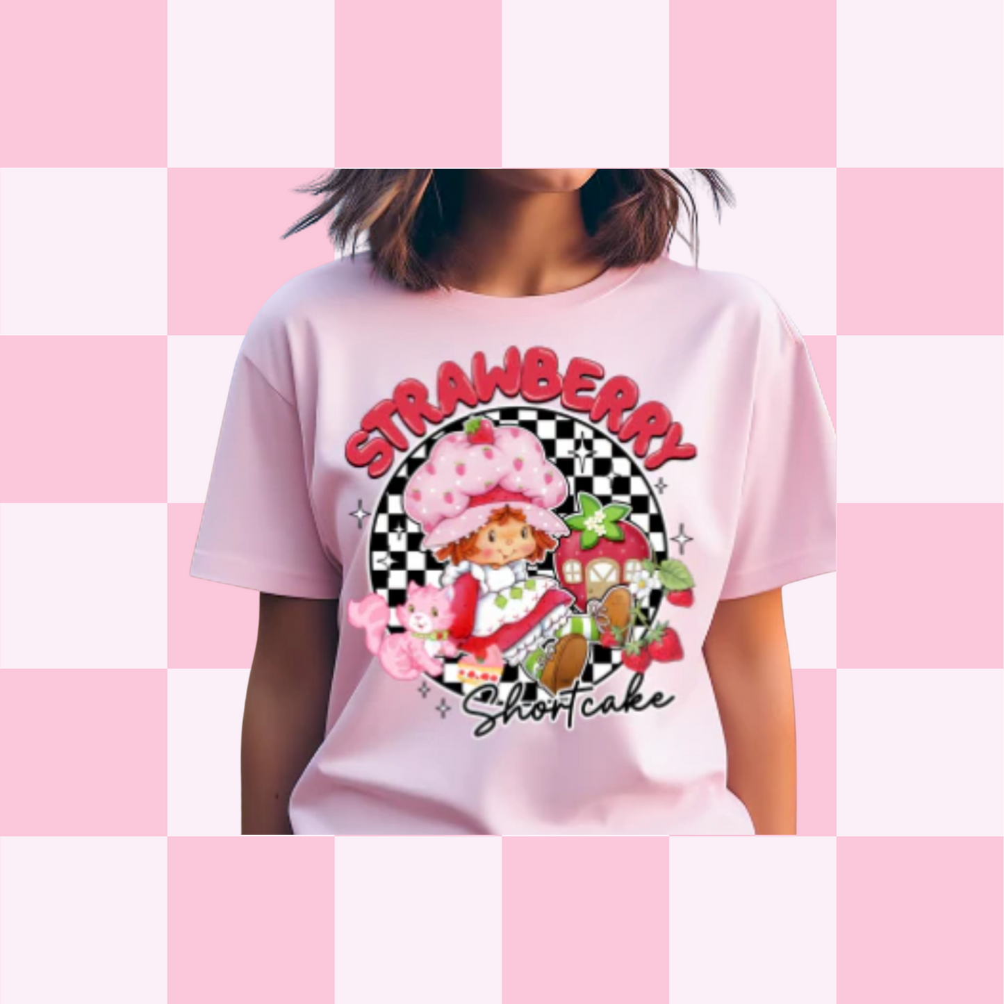 Strawberry S/Cake Checkered Tee