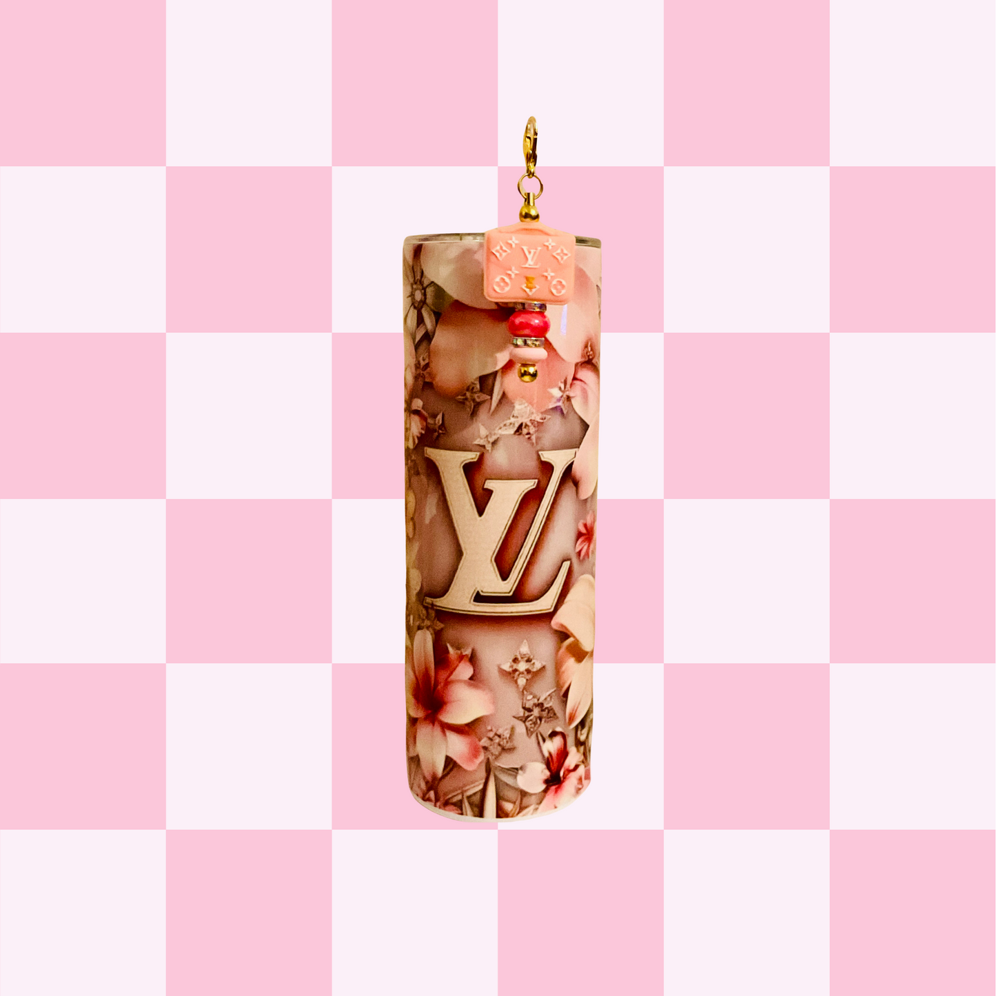 LV Floral Tumbler & Straw Charm Set