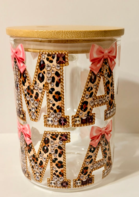 Mama Leopard Bow Glass Mug