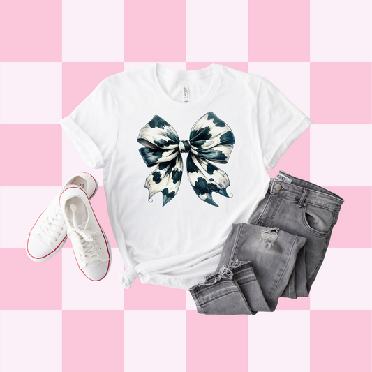 Cow Print Bow Tee