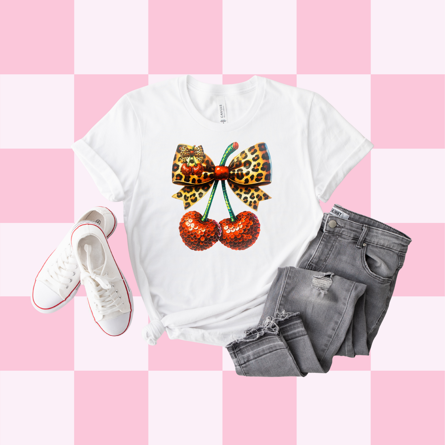 Cherry Leopard Bow Tee