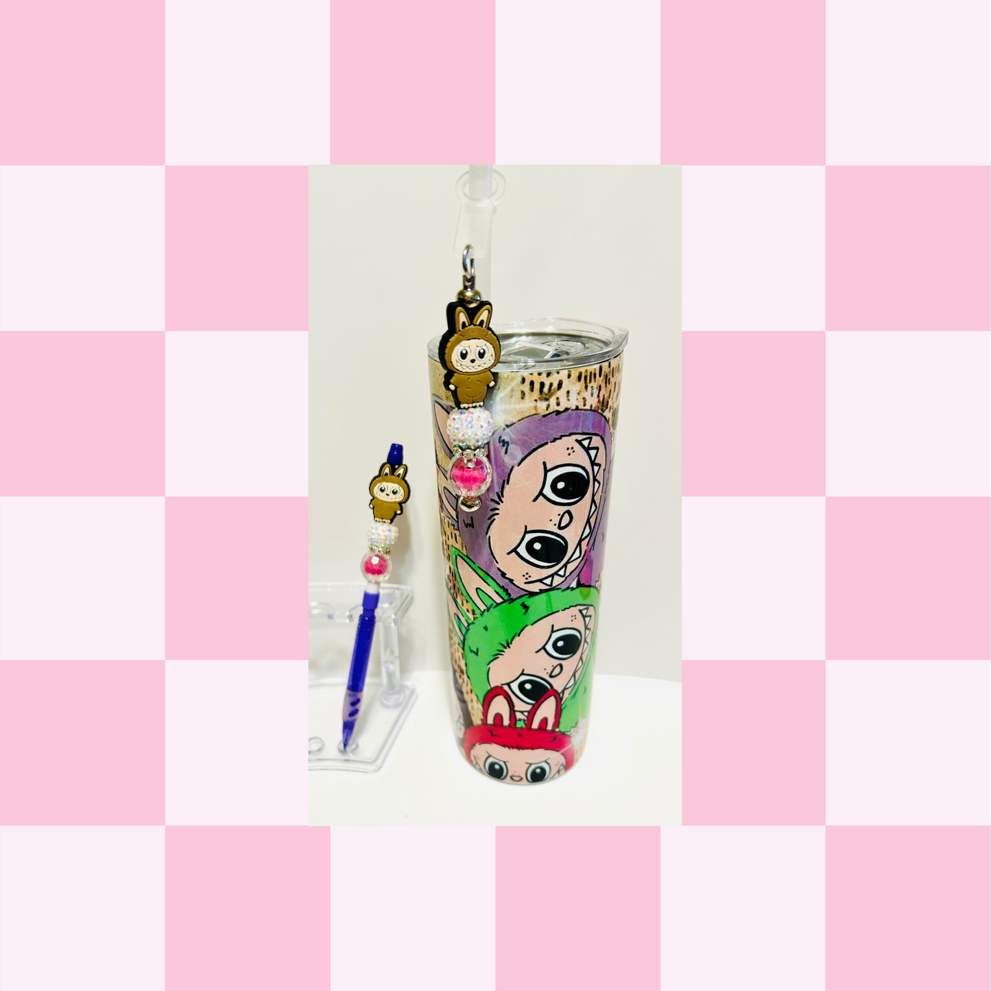 Monsters Leopard Tumbler, Straw Charm & Pencil Set