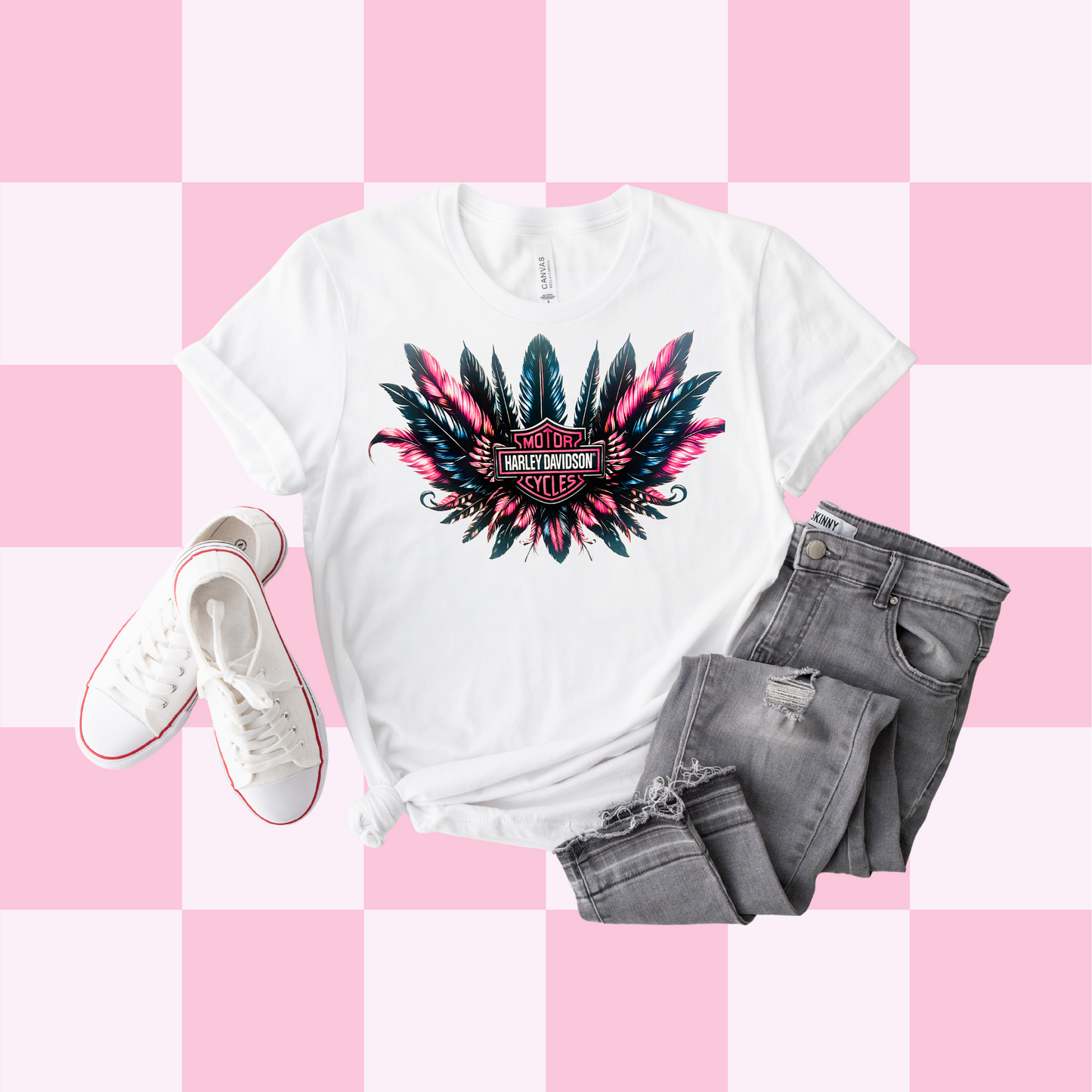 HD Pink Feathers Tee