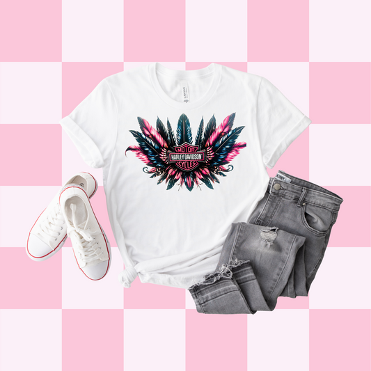 HD Pink Feathers Tee