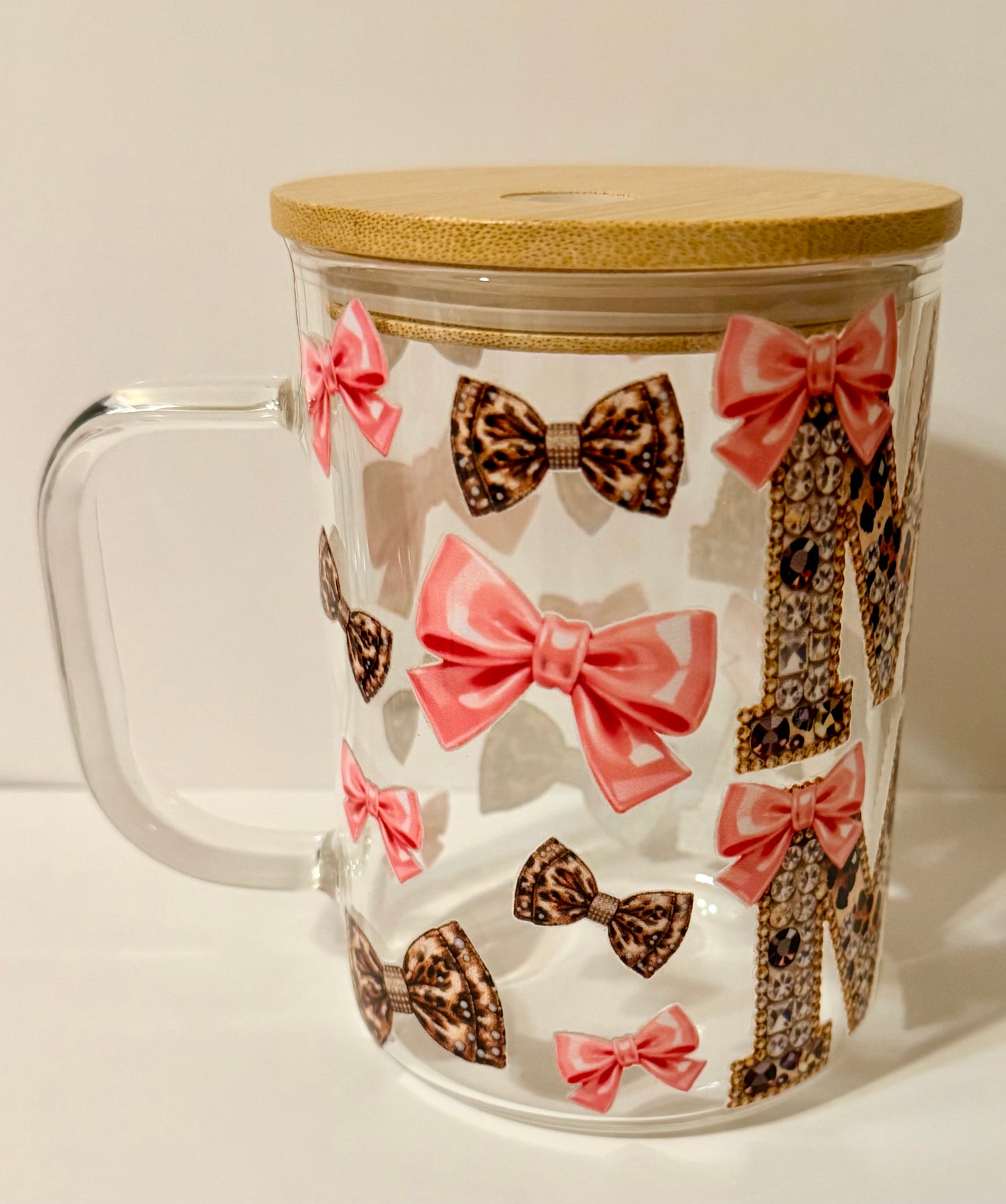 Mama Leopard Bow Glass Mug