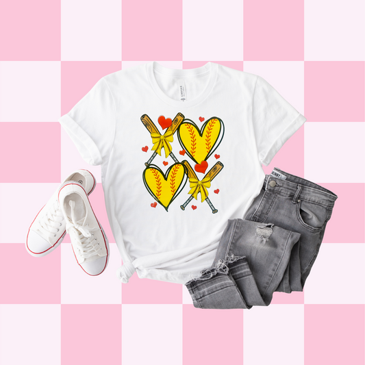 Softball Hearts & Bats Tee