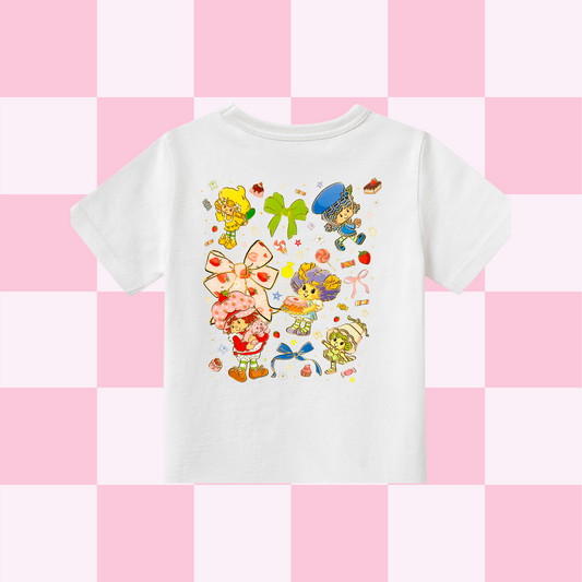 Kids - Strawberry S/Cake Characters Bow Tee