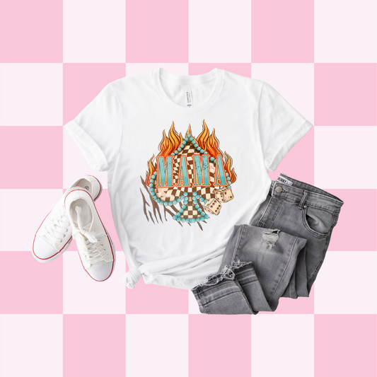 Mama Checkered Flame Tee