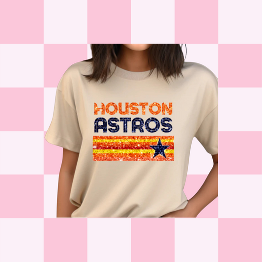 Astros Faux Glitter Tee