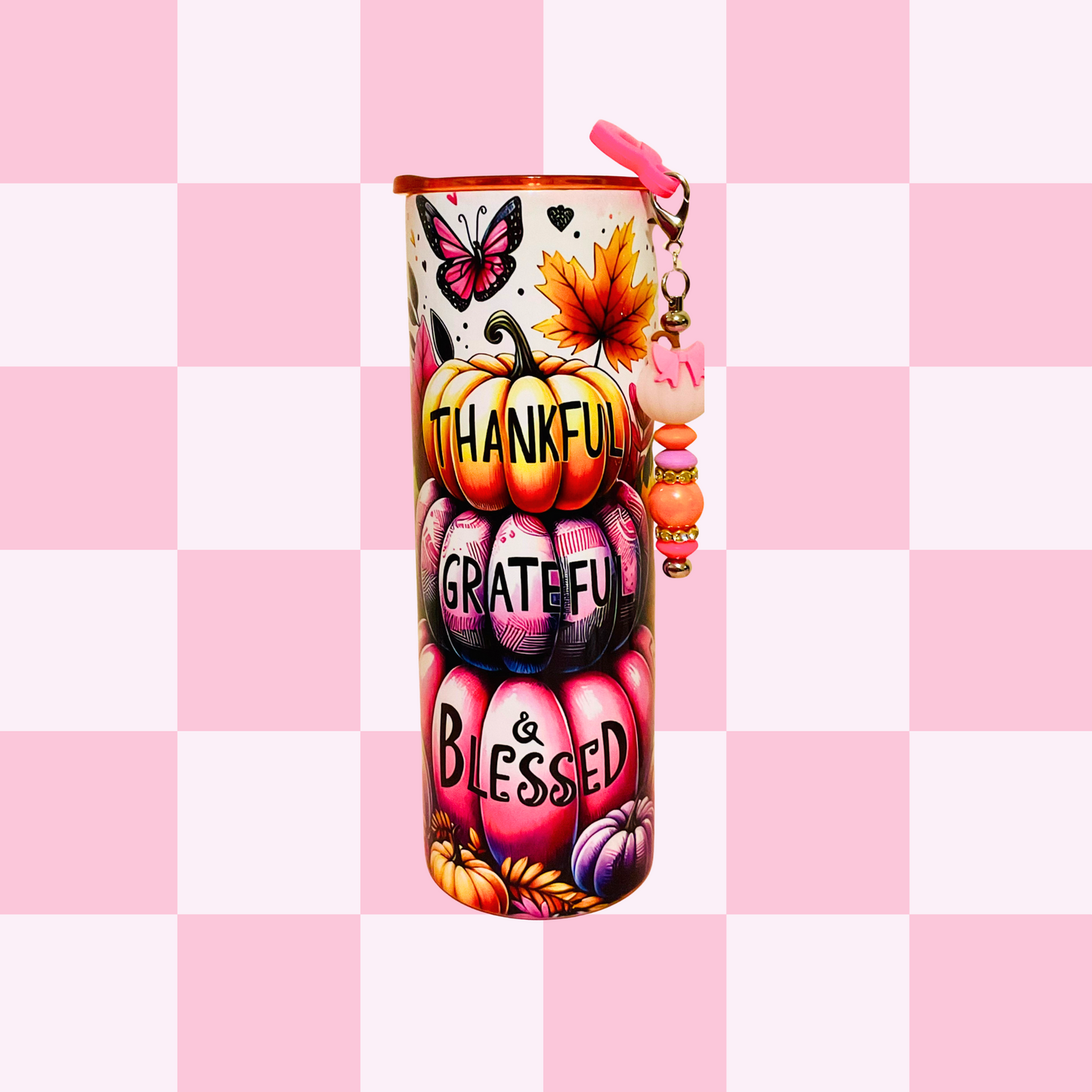 Thankful Greatful & Blessed Pumpkin Tumbler