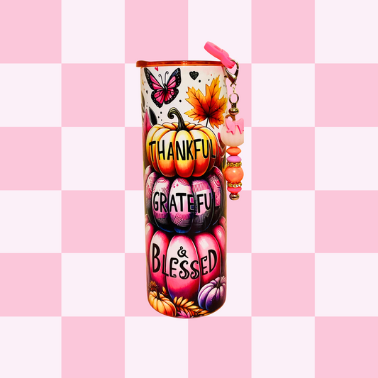 Thankful Greatful & Blessed Pumpkin Tumbler